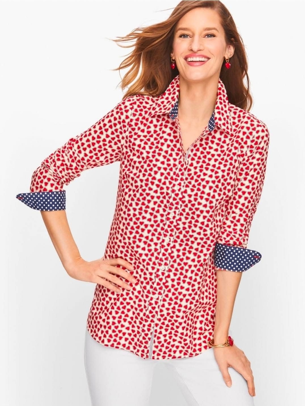 Talbot's Classic Cotton Shirt - Dotted Hearts